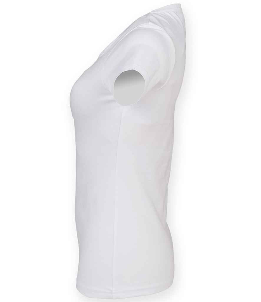 SF Clothing Ladies Feel Good Stretch V Neck T-Shirt | White - Lancashire Teamwear