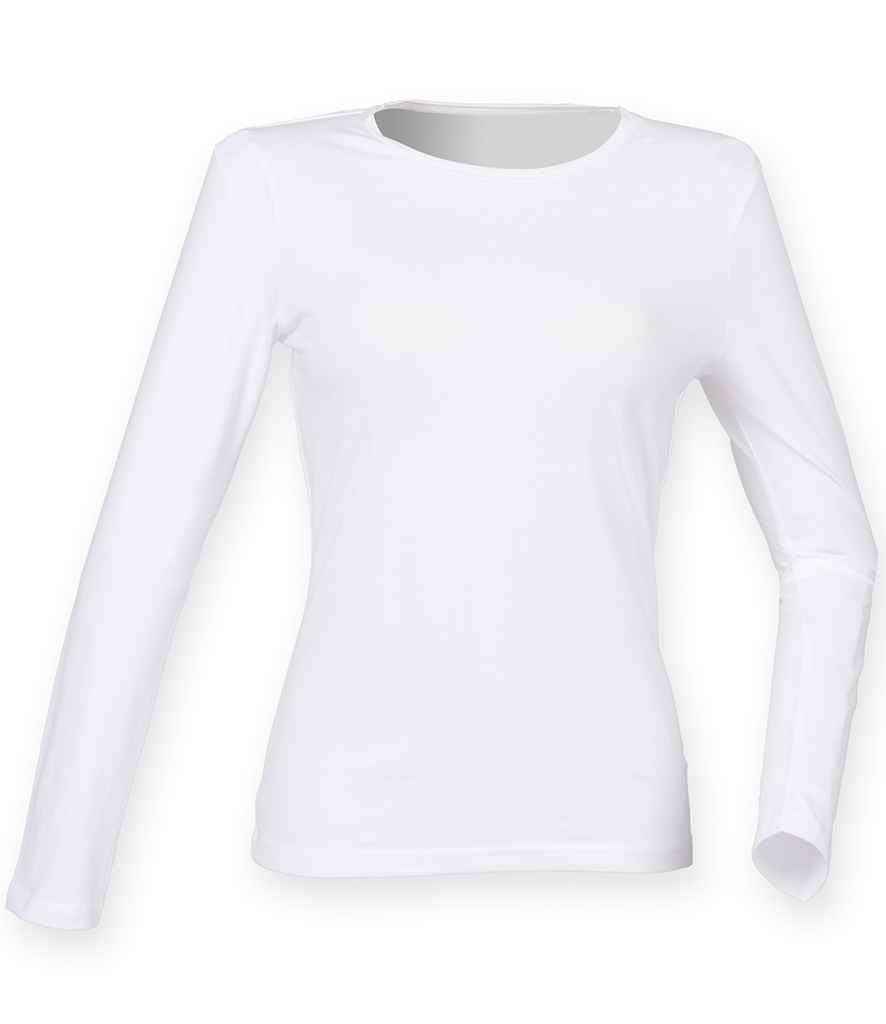 SF Clothing Ladies Feel Good Long Sleeve Stretch T-Shirt White