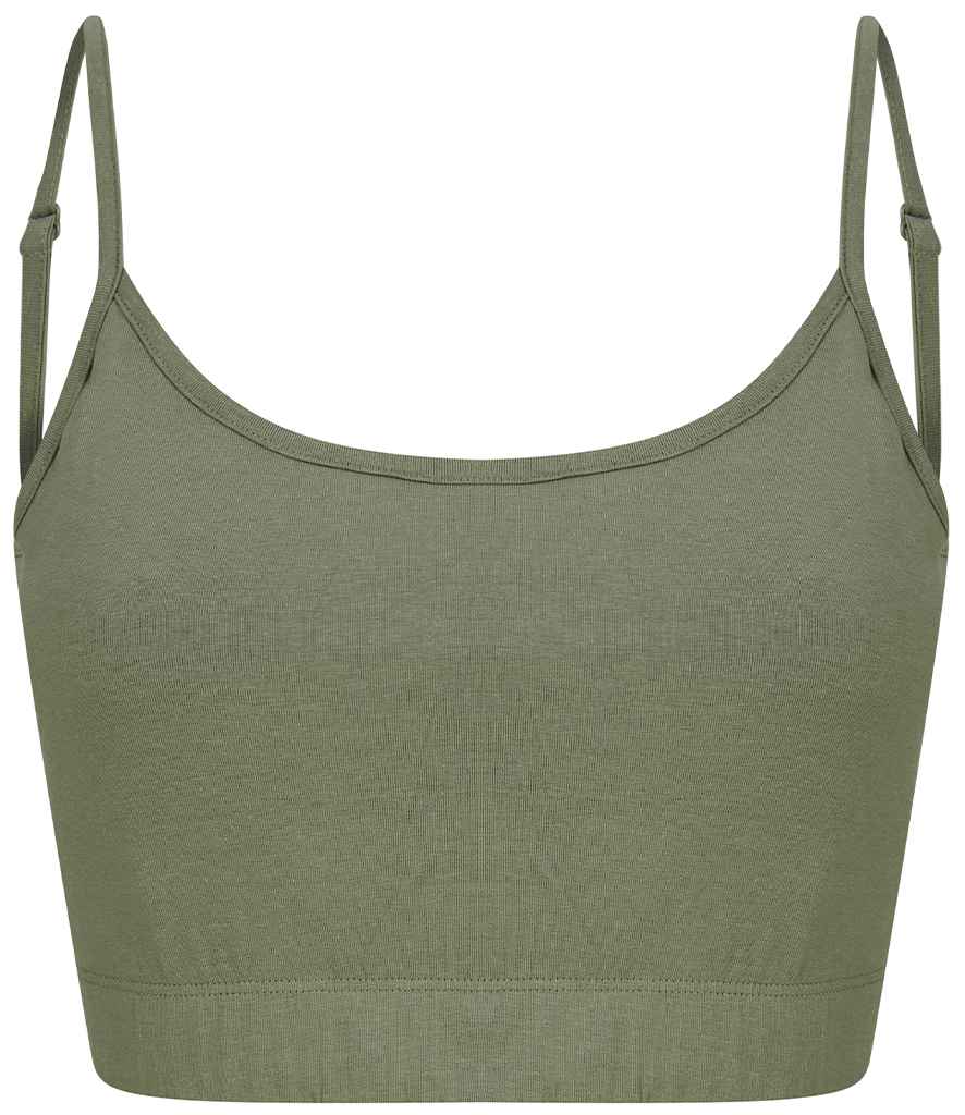 SF Clothing Ladies Sustainable Fashion Cropped Cami Vest Top Khaki