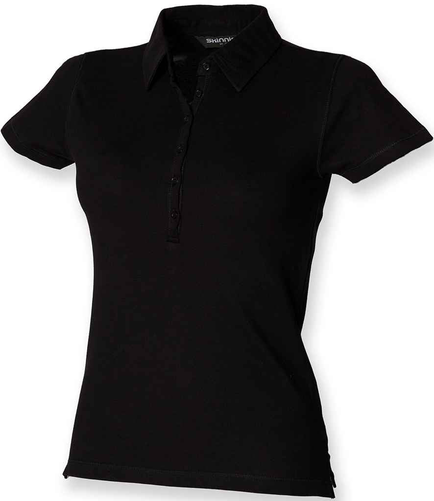 SF Clothing Ladies Stretch Piqué Polo Shirt Black