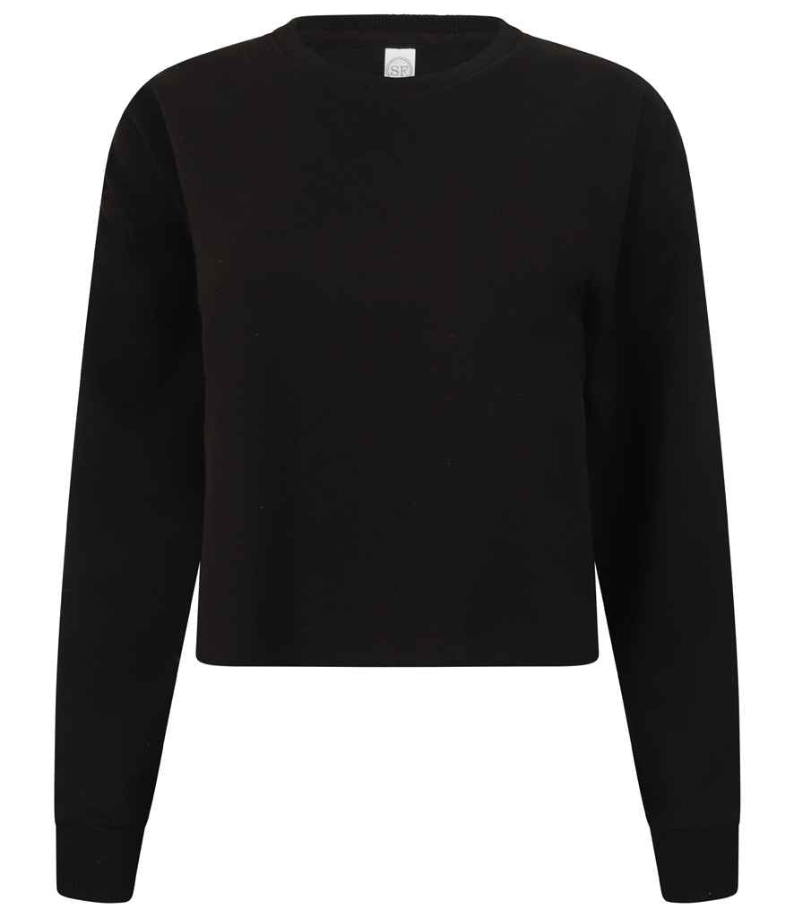 SF Clothing Ladies Cropped Slounge Sweatshirt | Black - Lancashire Teamwear