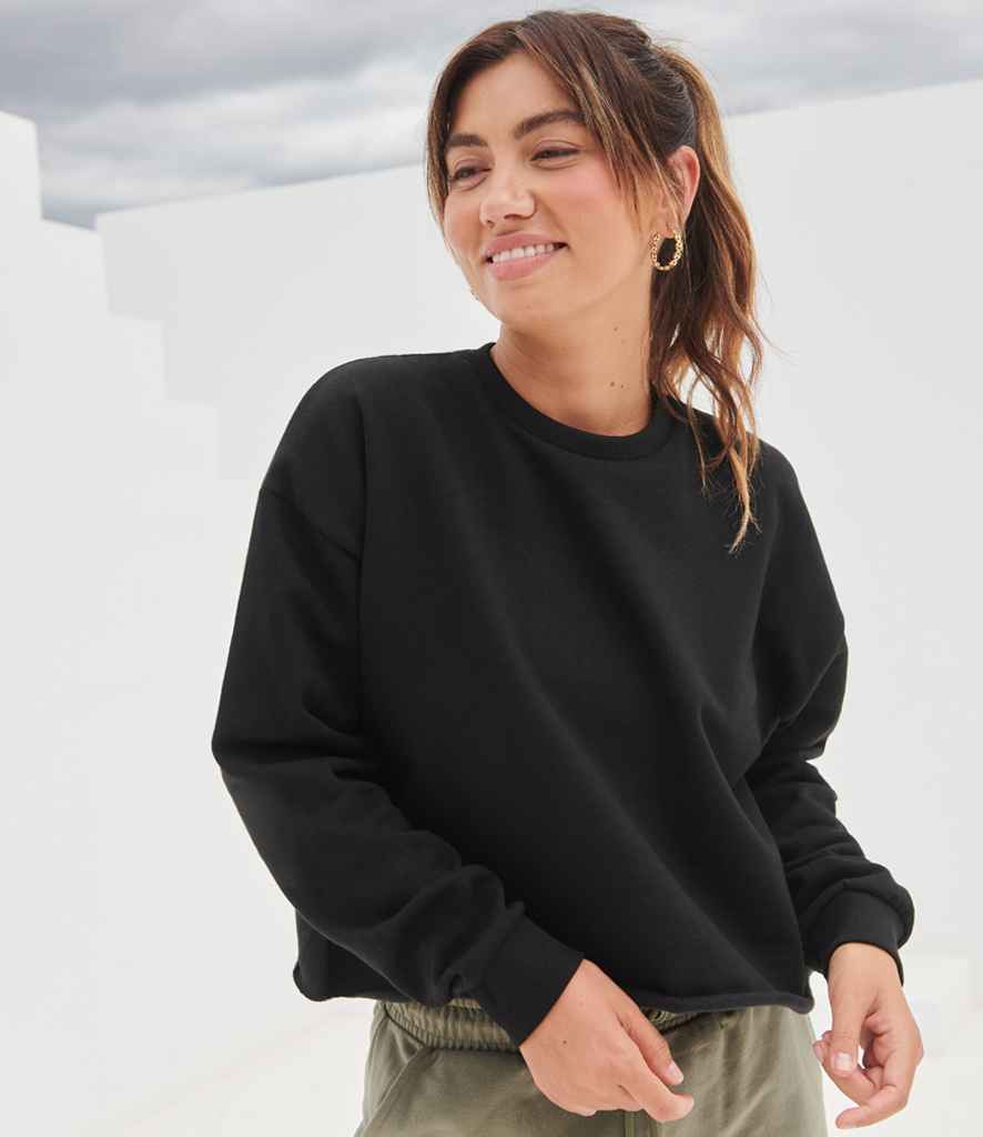SF Clothing Ladies Cropped Slounge Sweatshirt | Black - Lancashire Teamwear