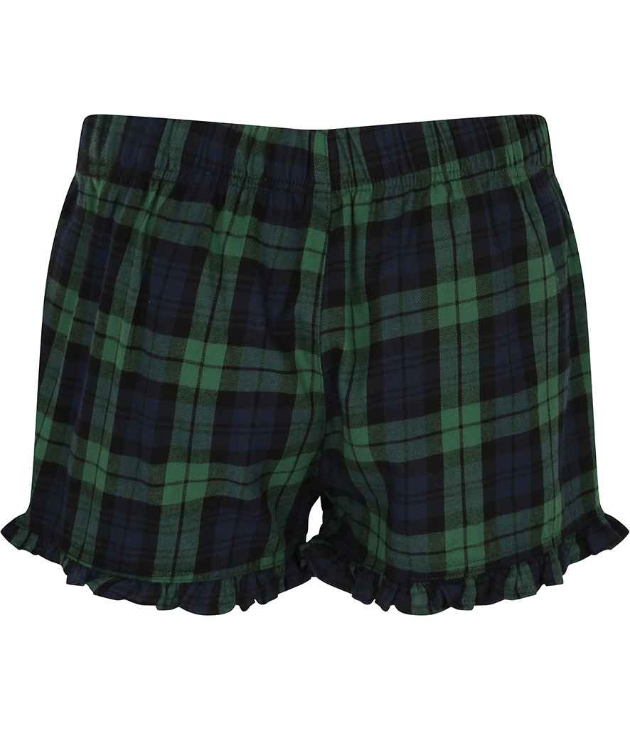 SF Clothing Ladies Tartan Frill Lounge Shorts | Navy/Green - Lancashire Teamwear