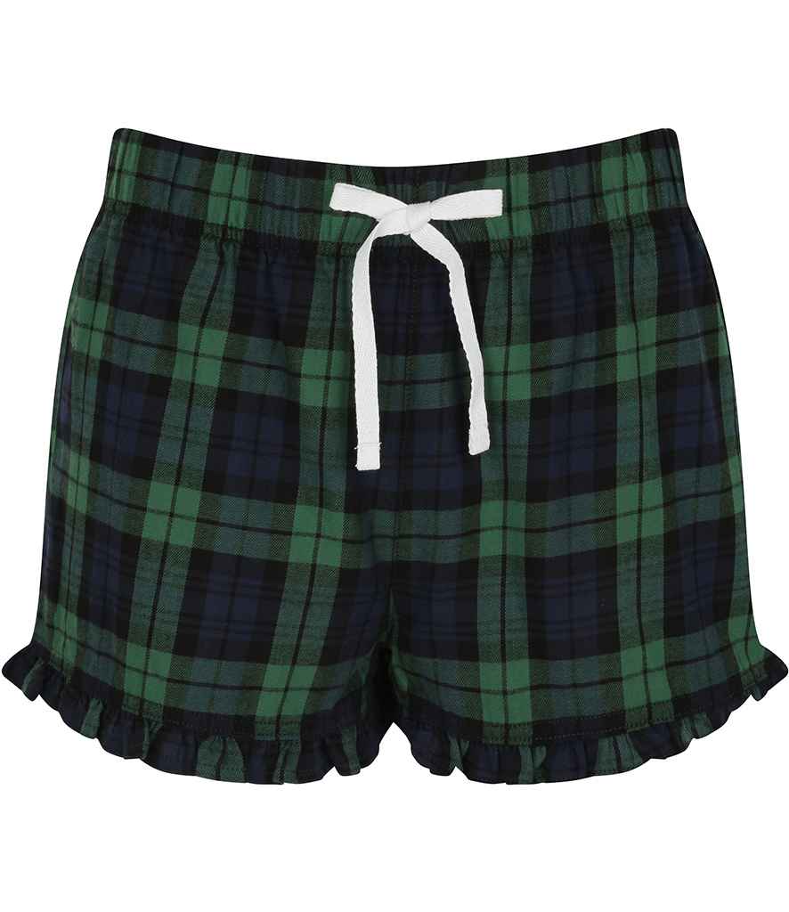 SF Clothing Ladies Tartan Frill Lounge Shorts Navy/Green