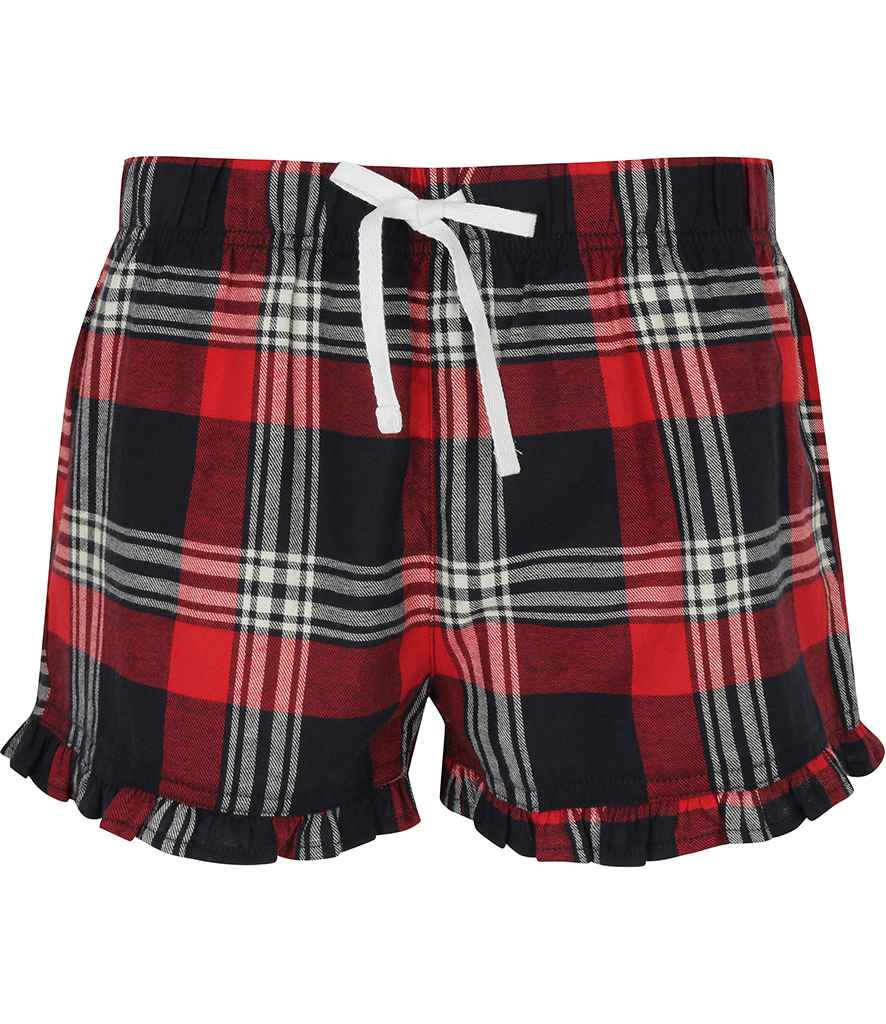 SF Clothing Ladies Tartan Frill Lounge Shorts Red/Navy