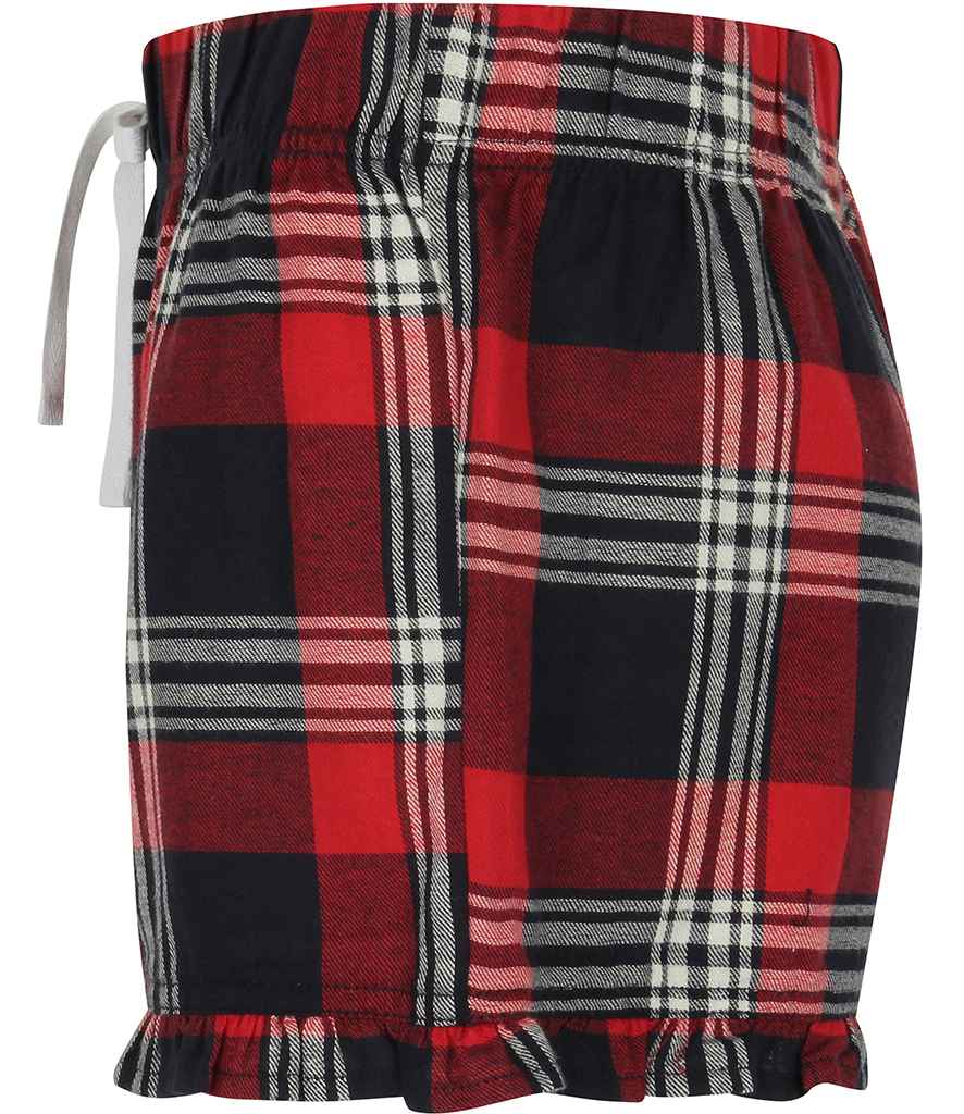 SF Clothing Ladies Tartan Frill Lounge Shorts | Red/Navy - Lancashire Teamwear