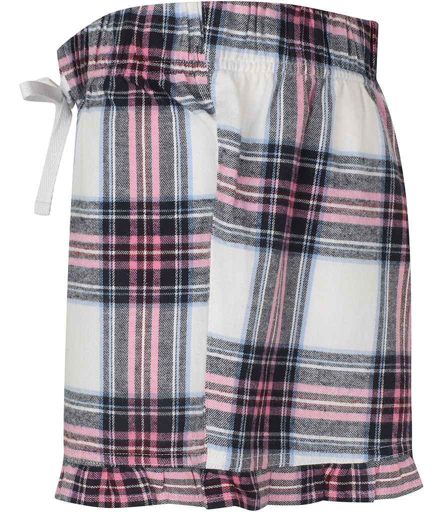 SF Clothing Ladies Tartan Frill Lounge Shorts | White/Pink - Lancashire Teamwear