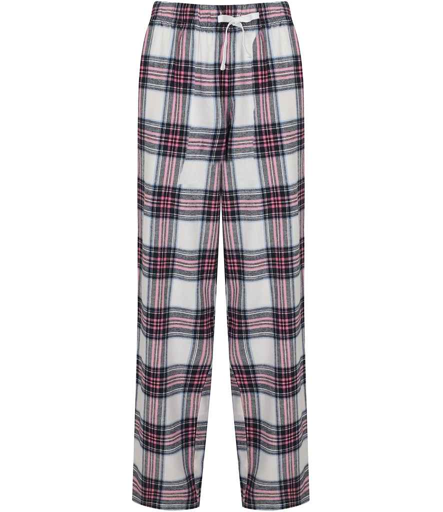 SF Clothing Ladies Tartan Lounge Pants | White/Pink Trousers - Lancashire Teamwear