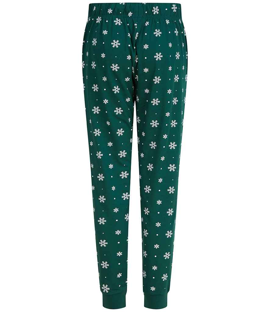 SF Clothing Ladies Lounge Pants | Bottle Green/White Snowflakes Trousers - Lancashire Teamwear
