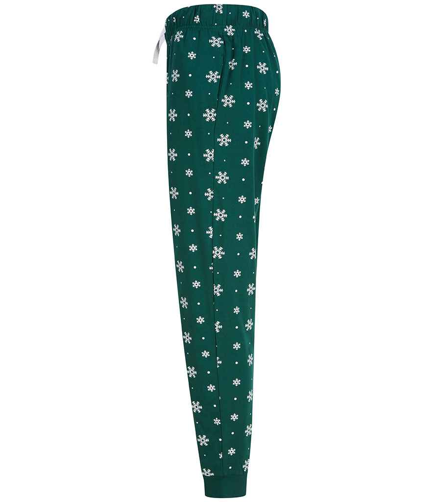 SF Clothing Ladies Lounge Pants | Bottle Green/White Snowflakes Trousers - Lancashire Teamwear