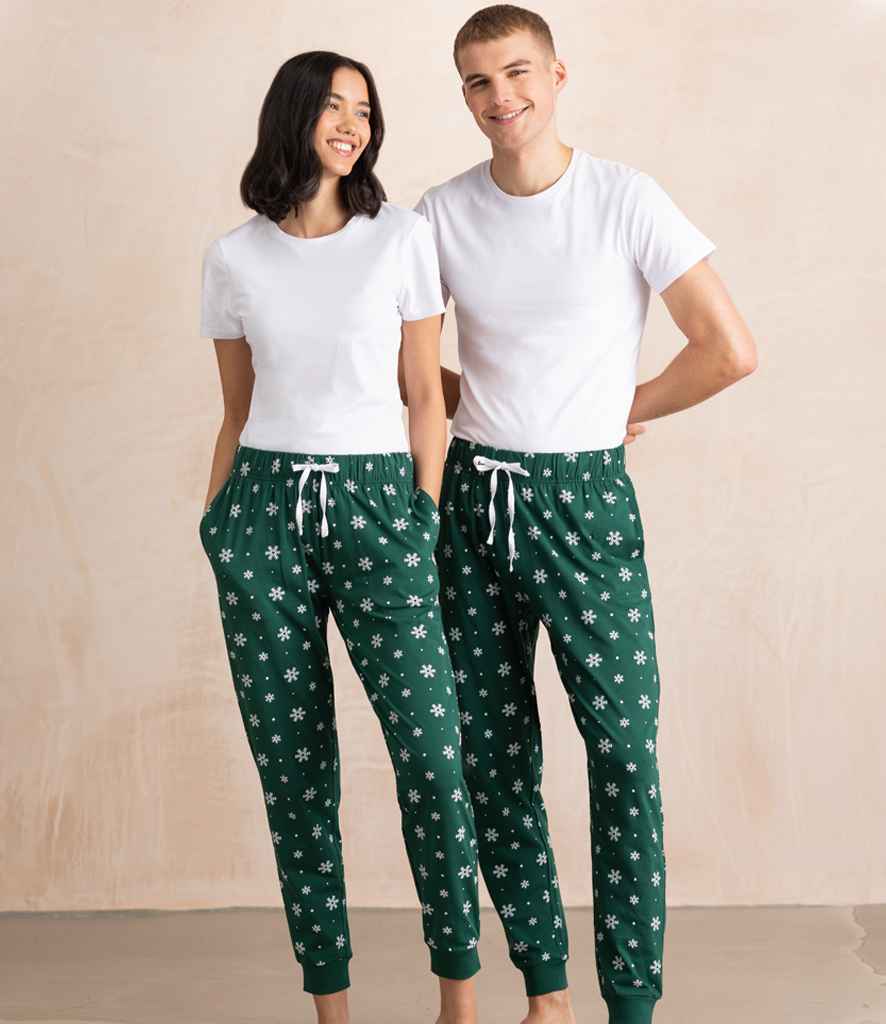 SF Clothing Ladies Lounge Pants | Bottle Green/White Snowflakes Trousers - Lancashire Teamwear