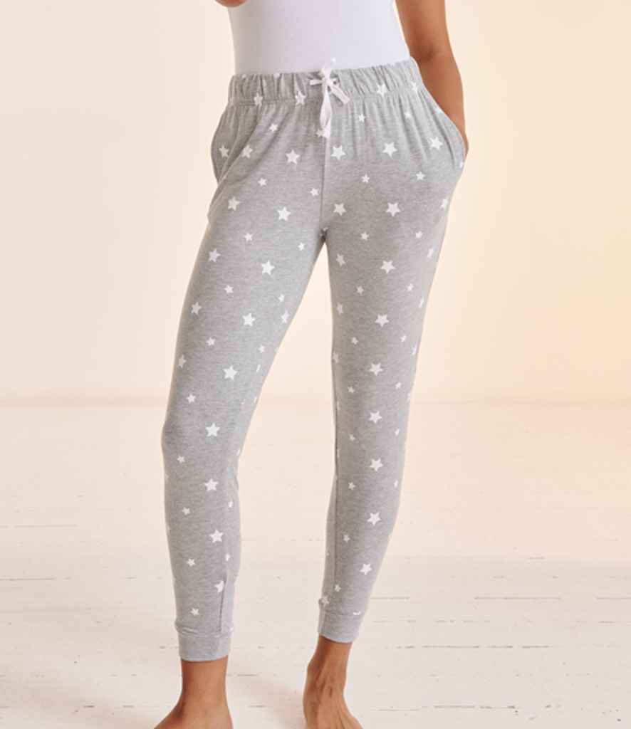 SF Clothing Ladies Lounge Pants | Heather Grey/White Stars Trousers - Lancashire Teamwear