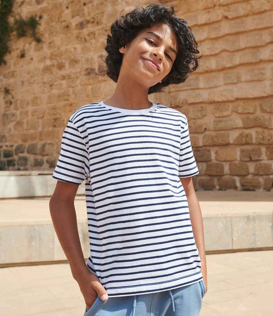 SF Clothing Kids Striped T-Shirt | White/Oxford Navy - Lancashire Teamwear