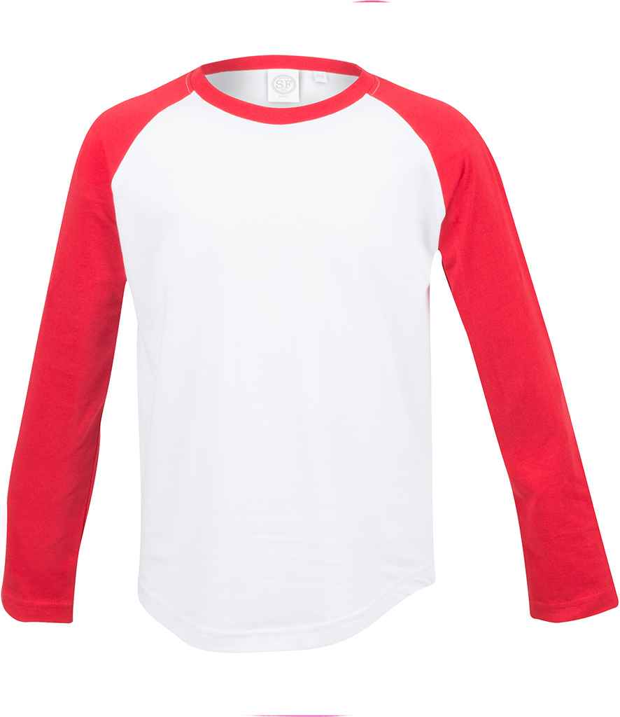 SF Clothing Kids Long Sleeve Baseball T-Shirt White/Red