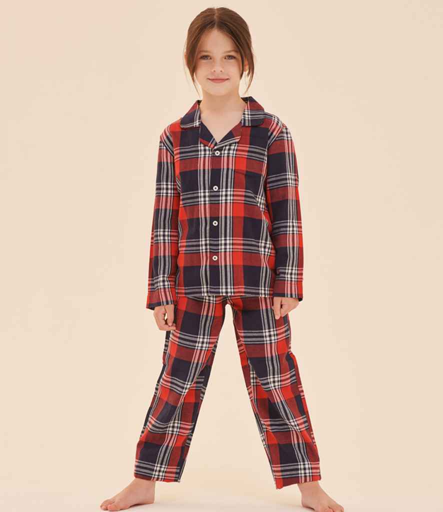 SF Clothing Kids Tartan Lounge Set | Red/Navy Pyjamas - Lancashire Teamwear