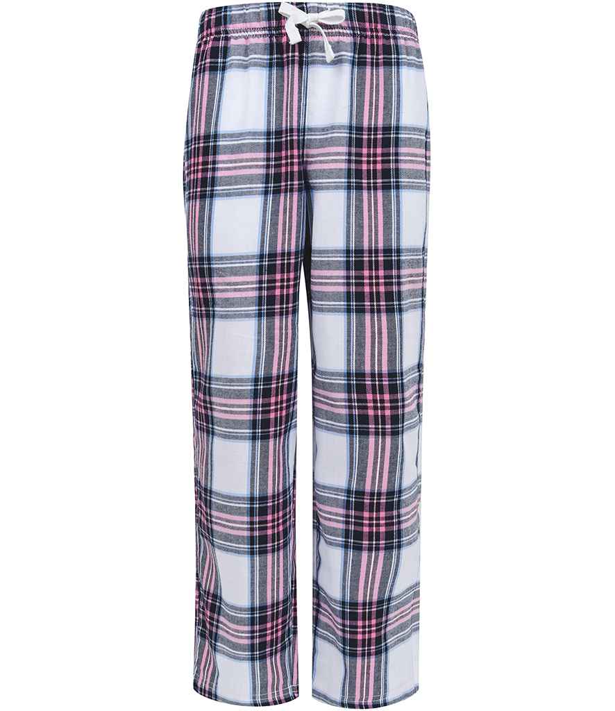 SF Clothing Kids Tartan Lounge Pants | White/Pink Trousers - Lancashire Teamwear