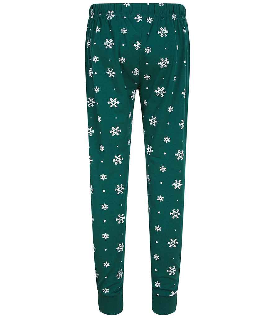 SF Clothing Kids Lounge Pants | Bottle Green/White Snowflakes Trousers - Lancashire Teamwear