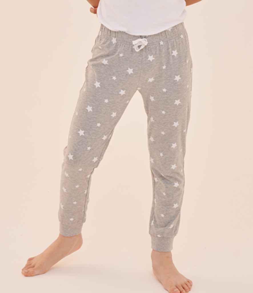 SF Clothing Kids Lounge Pants | Heather Grey/White Stars Trousers - Lancashire Teamwear