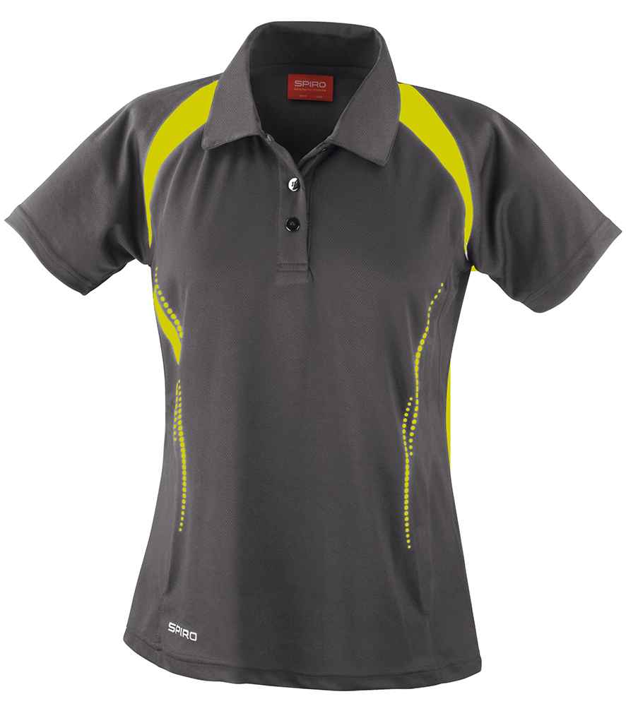 Spiro Ladies Team Spirit Polo Shirt | Grey/Lime Green - Lancashire Teamwear
