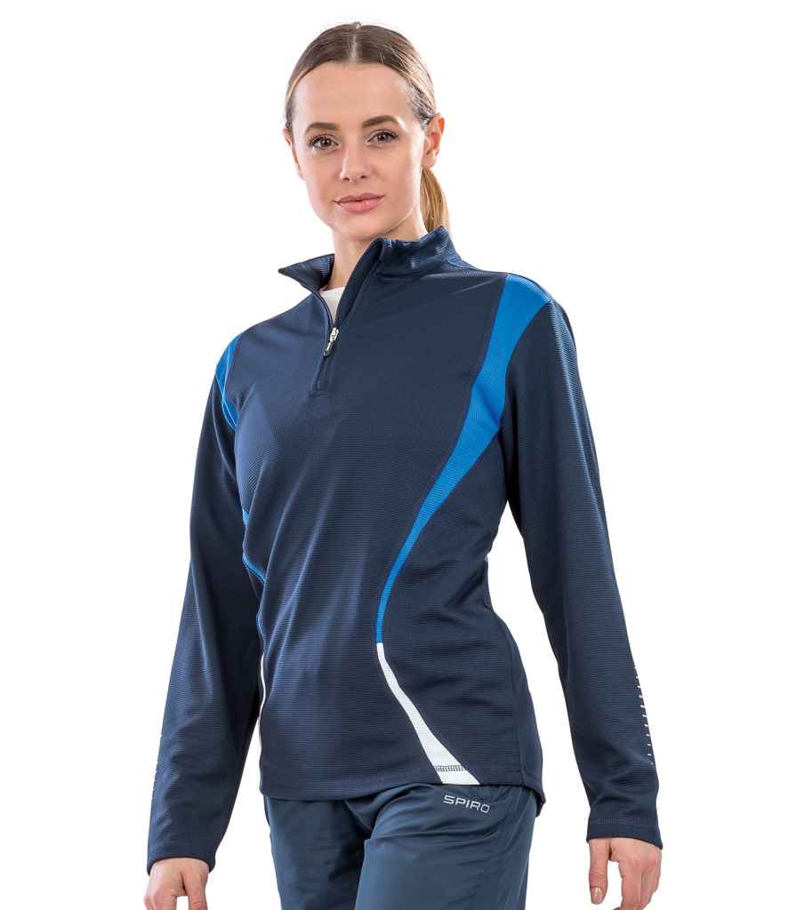 Spiro Unisex Zip Neck Trial Training Top | Navy/Royal Blue/White Sweatshirt - Lancashire Teamwear