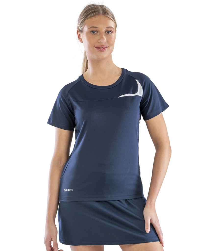 Spiro Ladies Dash Training Shirt | Navy/White T-Shirt - Lancashire Teamwear
