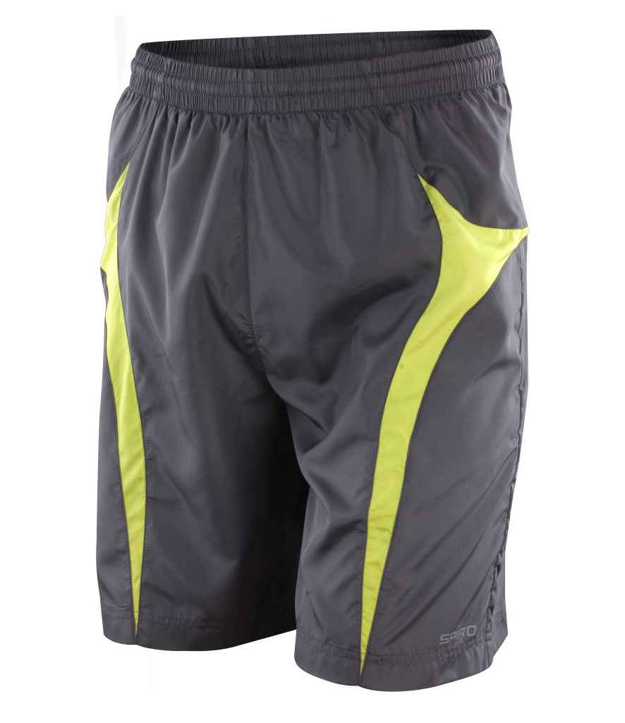 Spiro Micro-Lite Mesh Lined Team Shorts | Grey/Lime Green - Lancashire Teamwear
