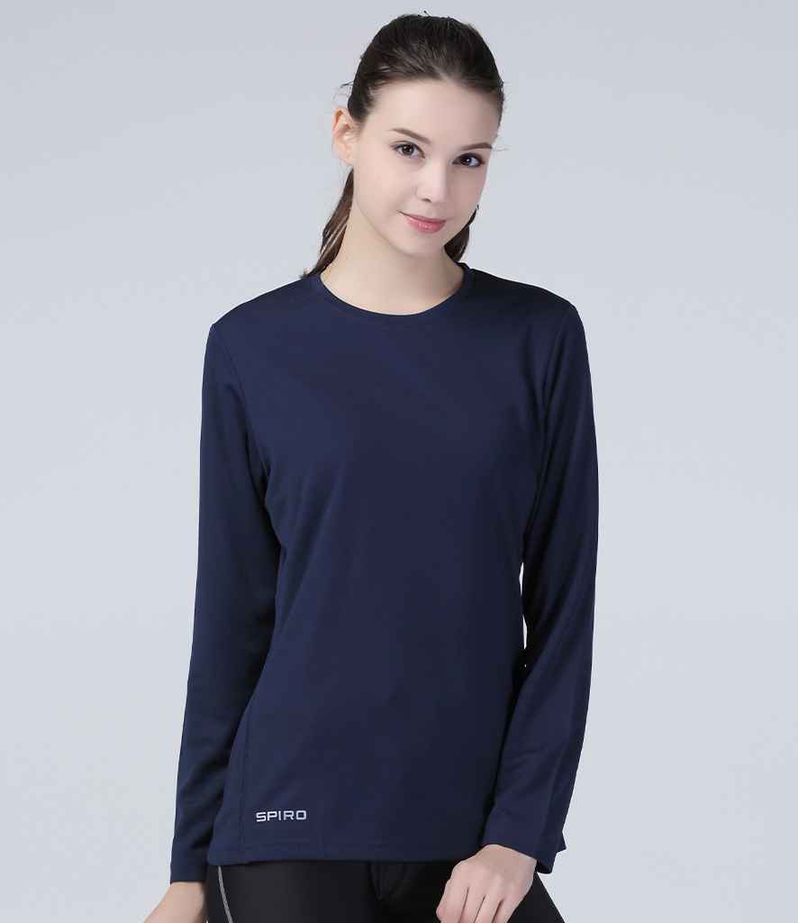 Spiro Ladies Performance Long Sleeve T-Shirt | Navy - Lancashire Teamwear