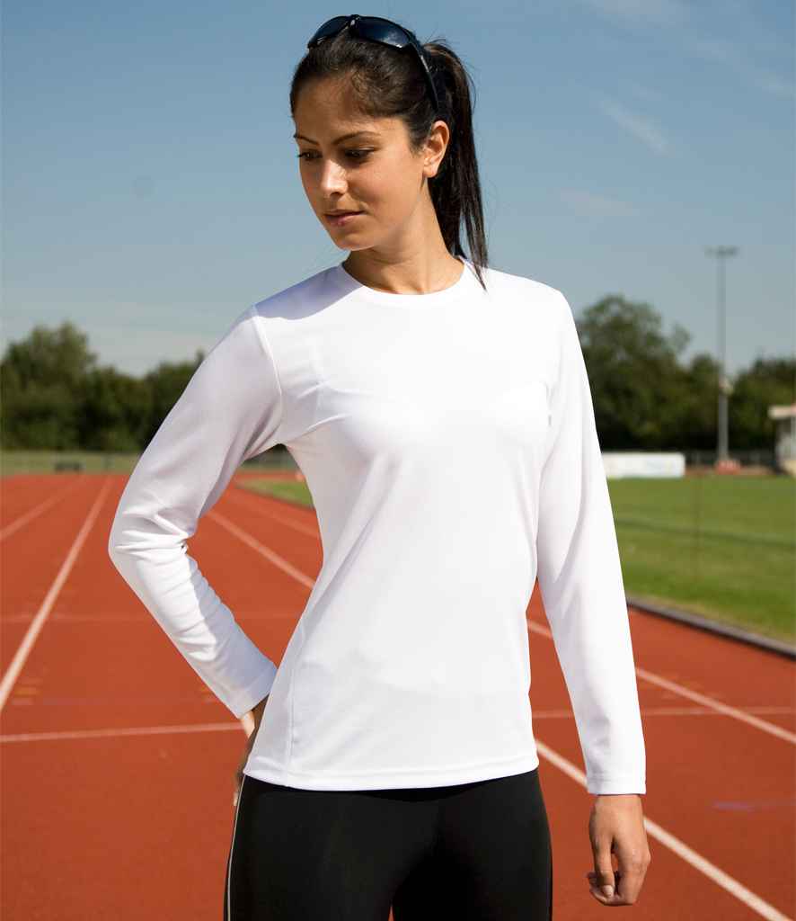 Spiro Ladies Performance Long Sleeve T-Shirt | White - Lancashire Teamwear