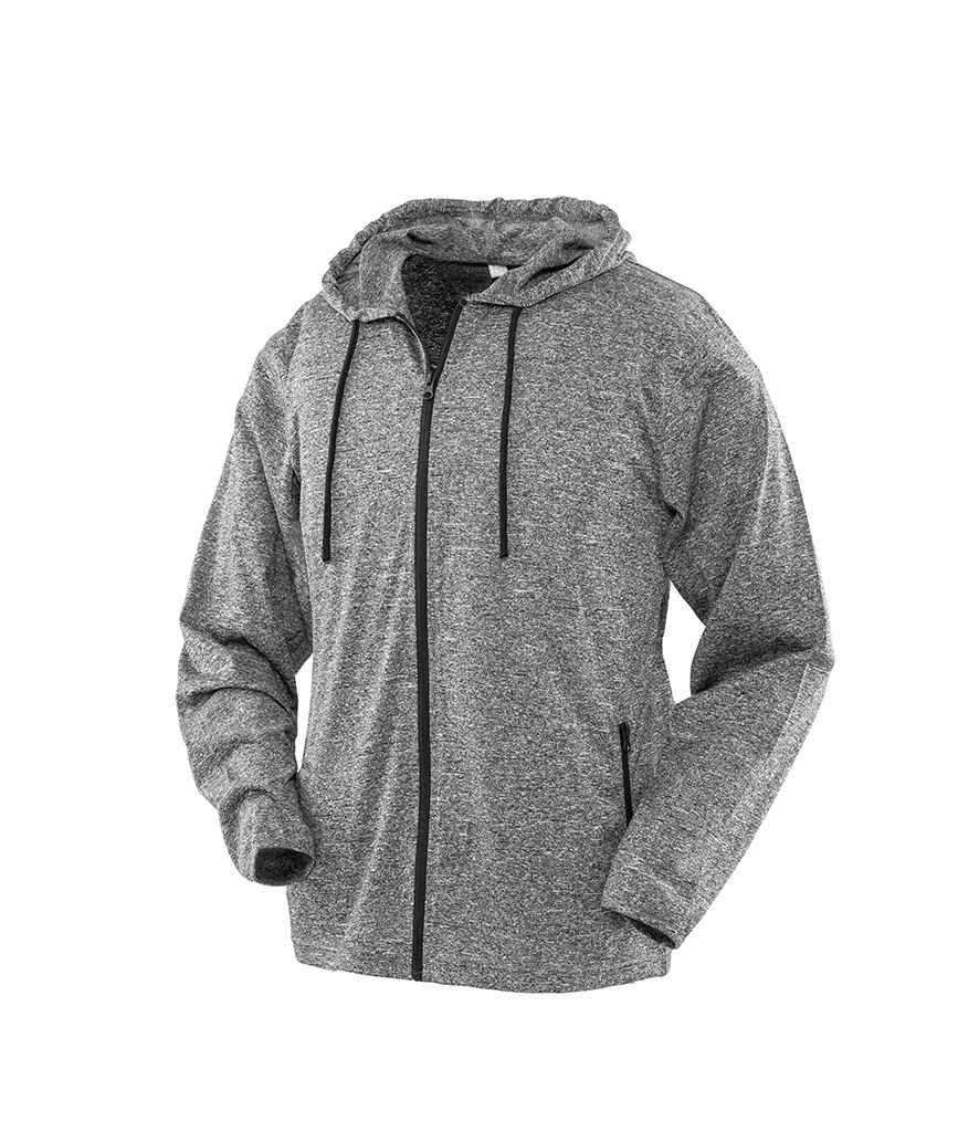 Spiro Ladies Hooded T-Shirt Jacket Marl Grey