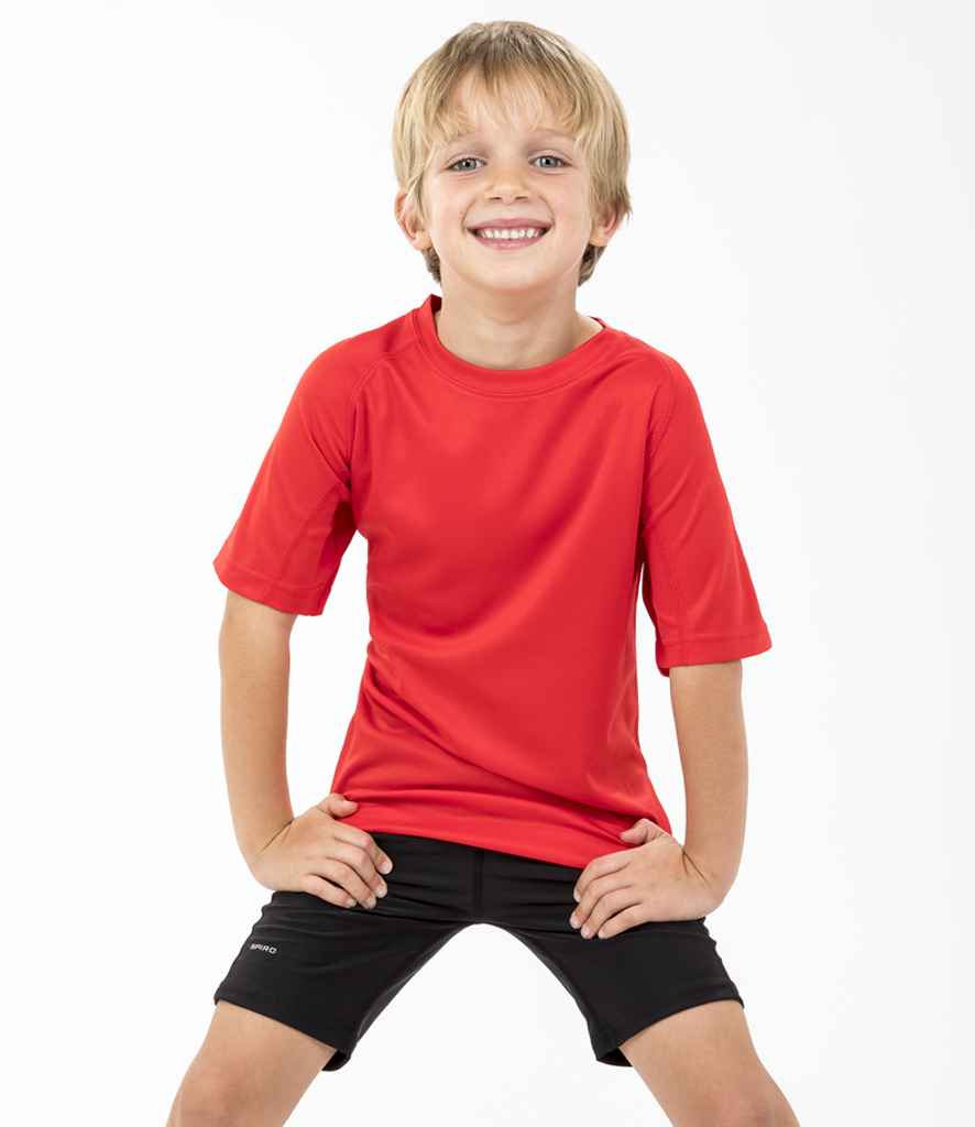Spiro Kids Impact Performance Aircool T-Shirt | Red - Lancashire Teamwear