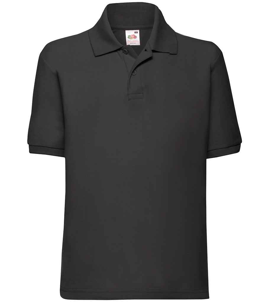 Fruit of the Loom Kids Poly/Cotton Piqué Polo Shirt Black
