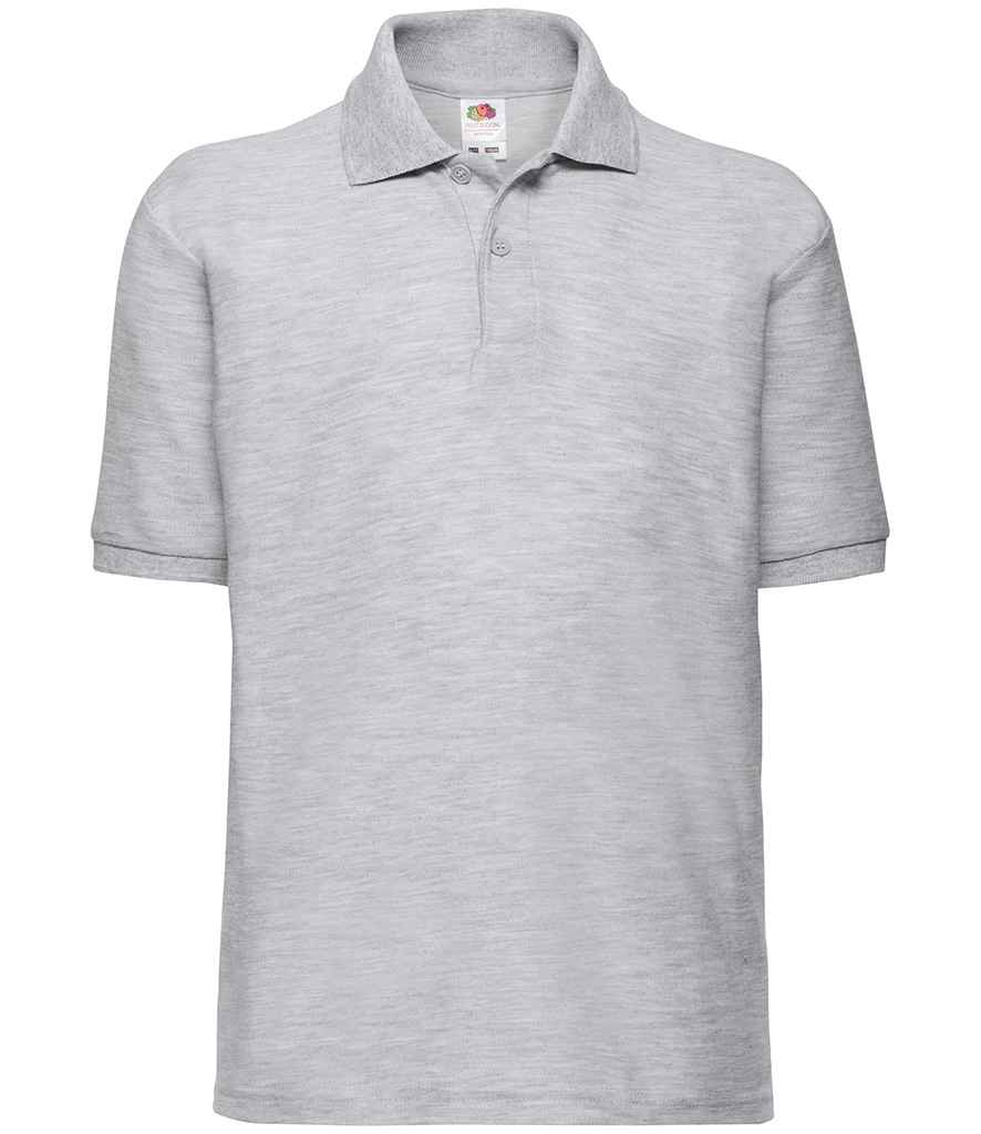 Fruit of the Loom Kids Poly/Cotton Piqué Polo Shirt | Heather Grey - Lancashire Teamwear