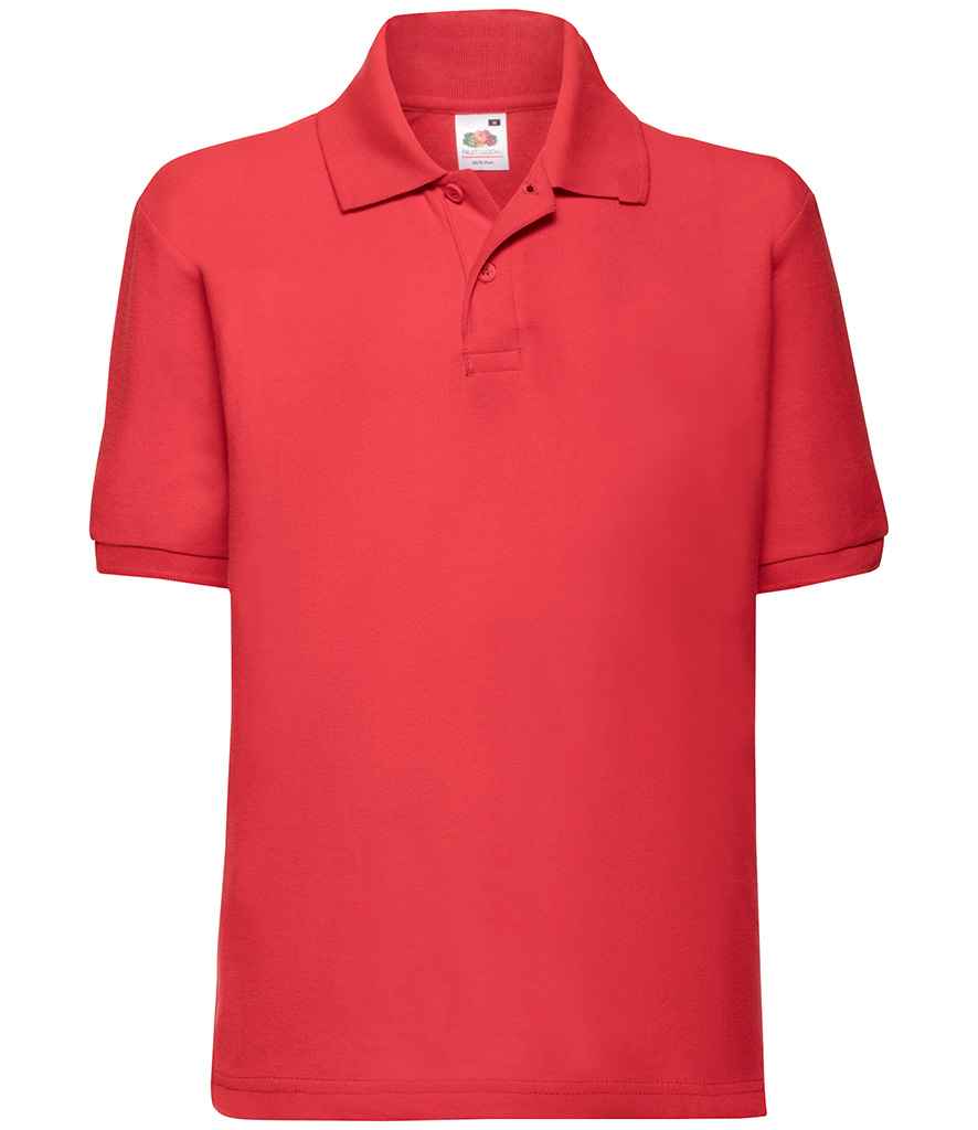 Fruit of the Loom Kids Poly/Cotton Piqué Polo Shirt | Red - Lancashire Teamwear