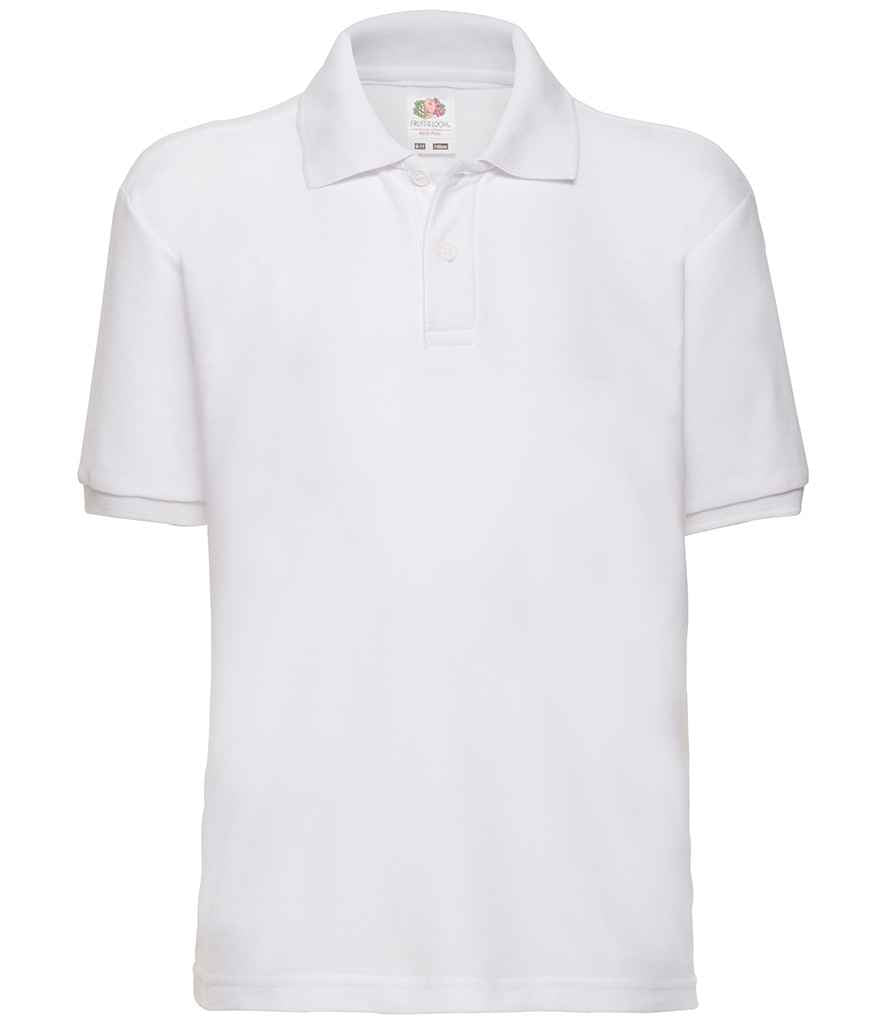 Fruit of the Loom Kids Poly/Cotton Piqué Polo Shirt | White - Lancashire Teamwear