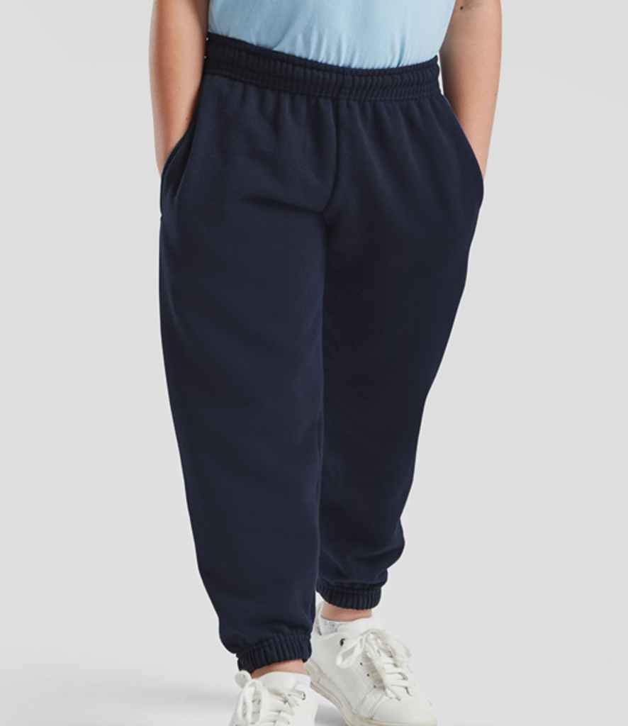 Fruit of the Loom Kids Elasticated Hem Jog Pants | Navy Trousers - Lancashire Teamwear
