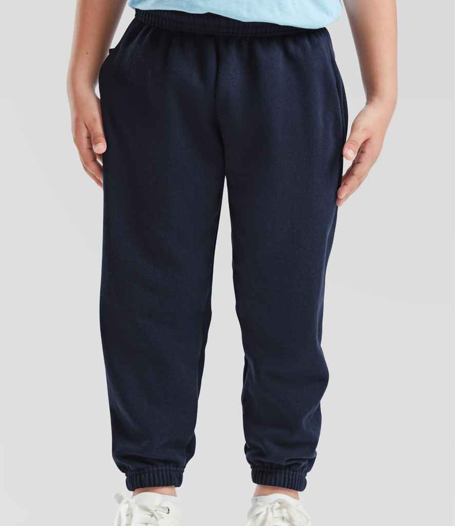Fruit of the Loom Kids Elasticated Hem Jog Pants | Navy Trousers - Lancashire Teamwear