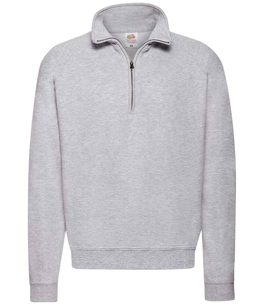 Fruit of the Loom Classic Zip Neck Sweatshirt | Heather Grey - Lancashire Teamwear