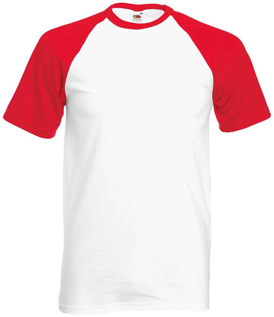 Fruit of the Loom Contrast Baseball T-Shirt White/Red