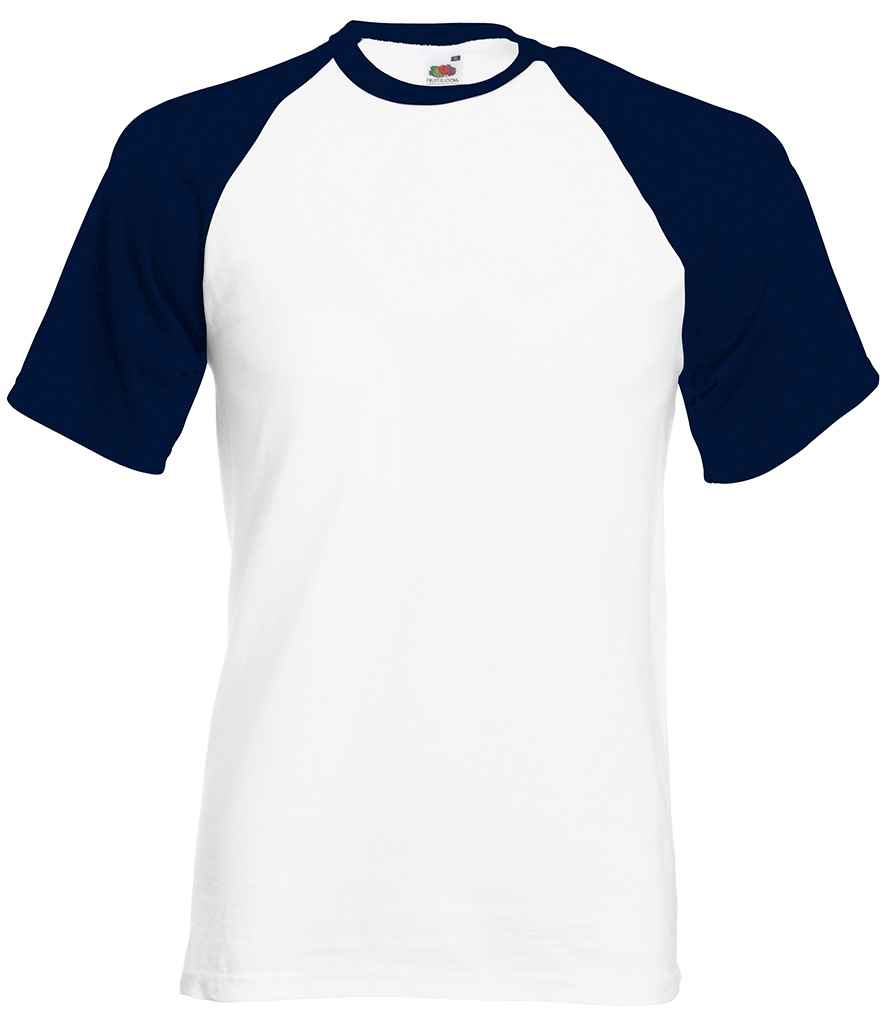 Fruit of the Loom Contrast Baseball T-Shirt White/Deep Navy