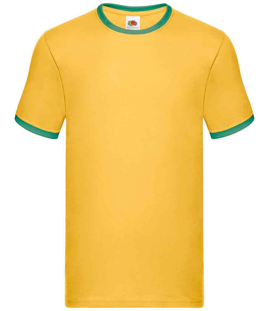 Fruit of the Loom Contrast Ringer T-Shirt Sunflower/Kelly Green