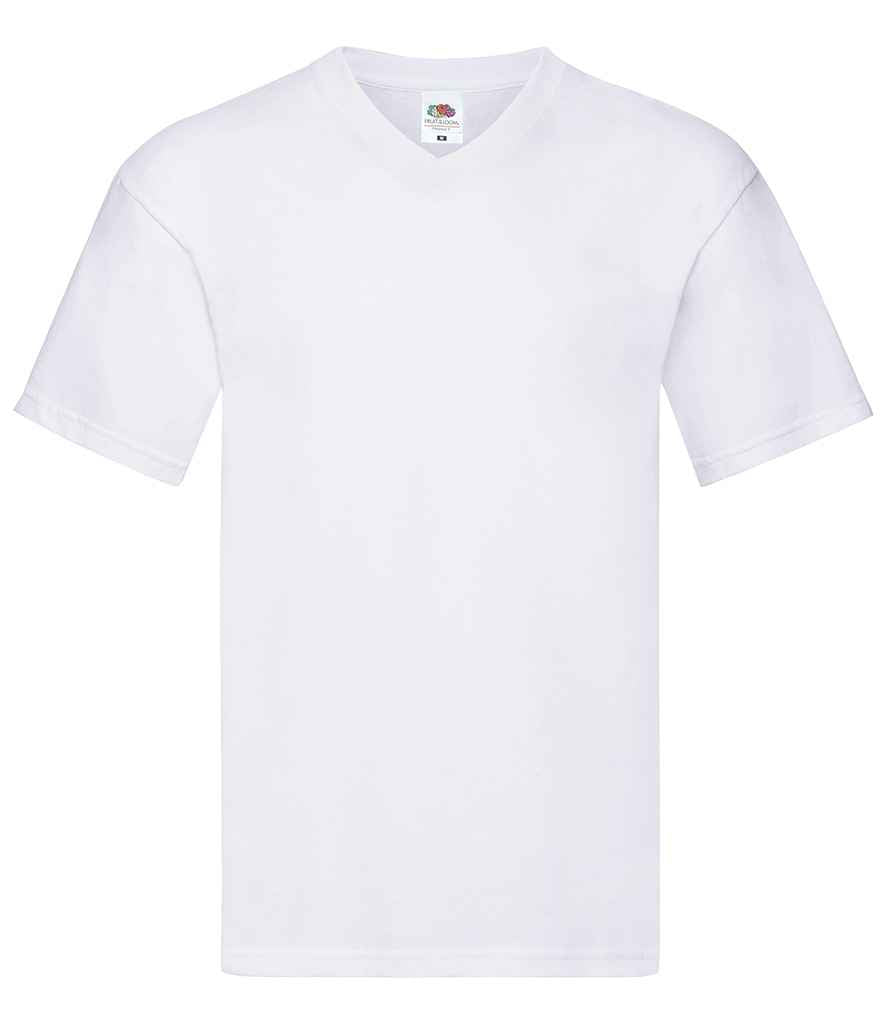 Fruit of the Loom Original V Neck T-Shirt | White - Lancashire Teamwear