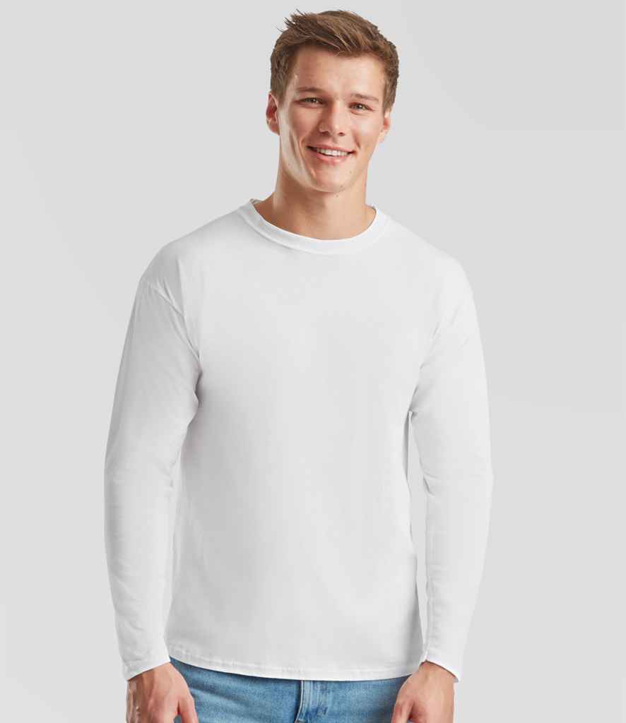 Fruit of the Loom Original Long Sleeve T-Shirt | White - Lancashire Teamwear