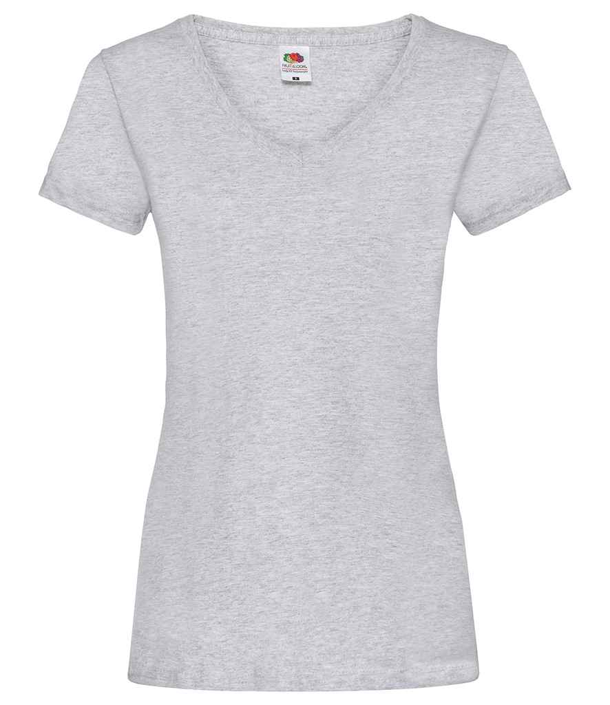 Fruit of the Loom Lady Fit Value V Neck T-Shirt | Heather Grey - Lancashire Teamwear