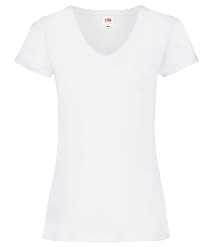 Fruit of the Loom Lady Fit Value V Neck T-Shirt | White - Lancashire Teamwear