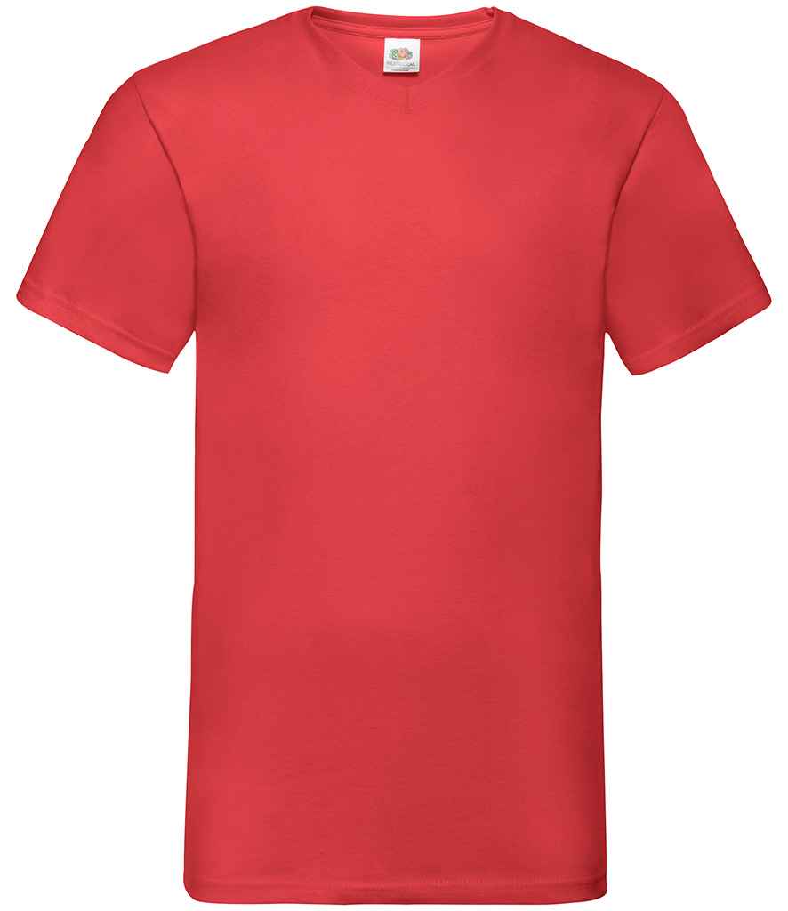 Fruit of the Loom V Neck Value T-Shirt | Red - Lancashire Teamwear
