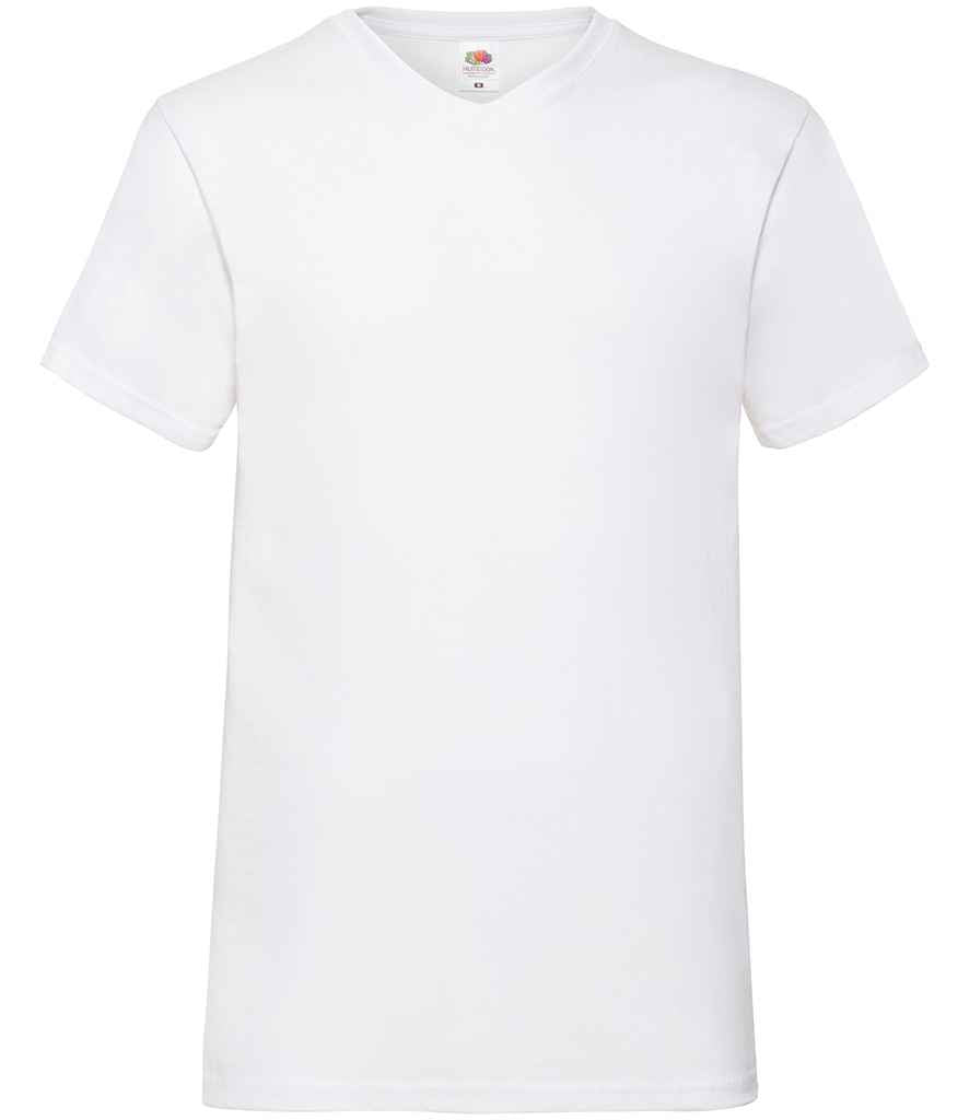 Fruit of the Loom V Neck Value T-Shirt | White - Lancashire Teamwear
