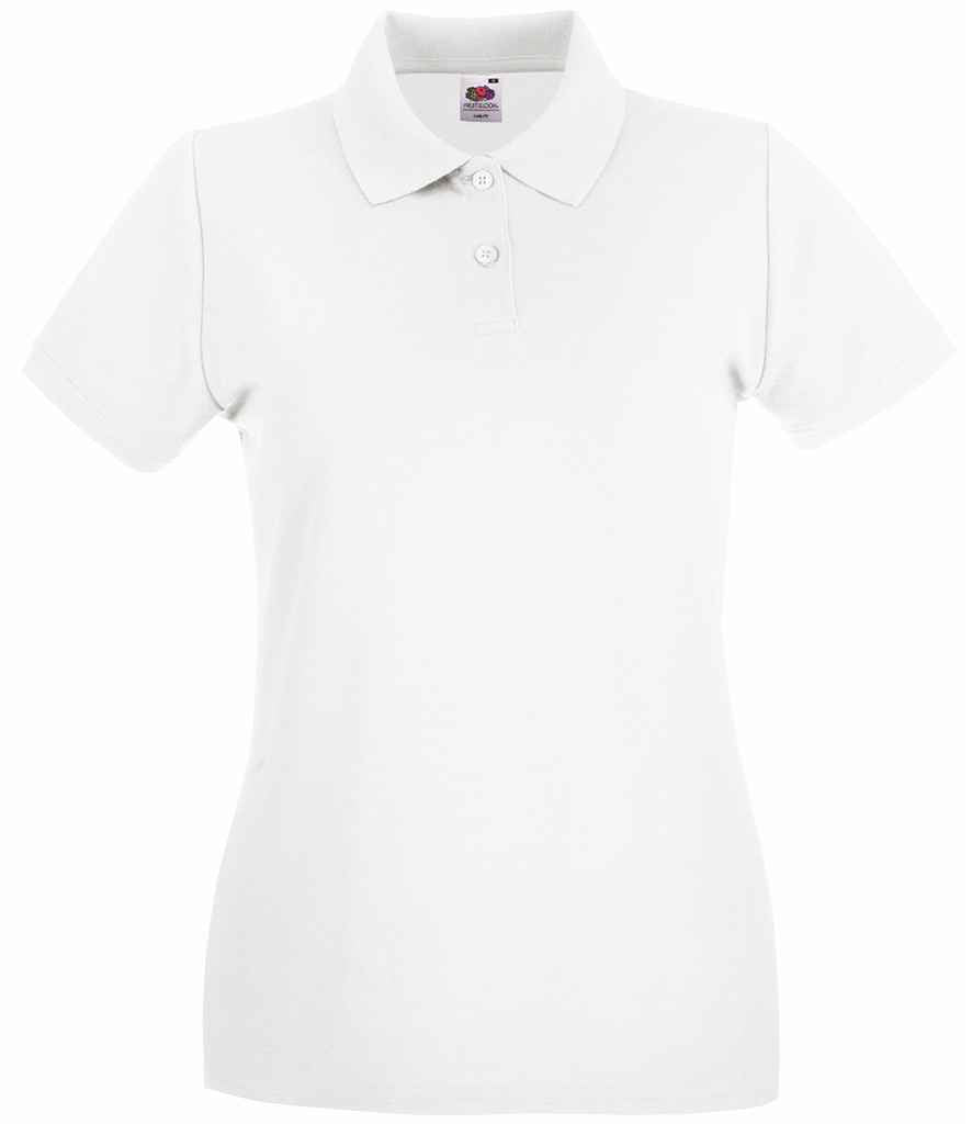 Fruit of the Loom Lady-Fit Premium Cotton Piqué Polo Shirt | White - Lancashire Teamwear