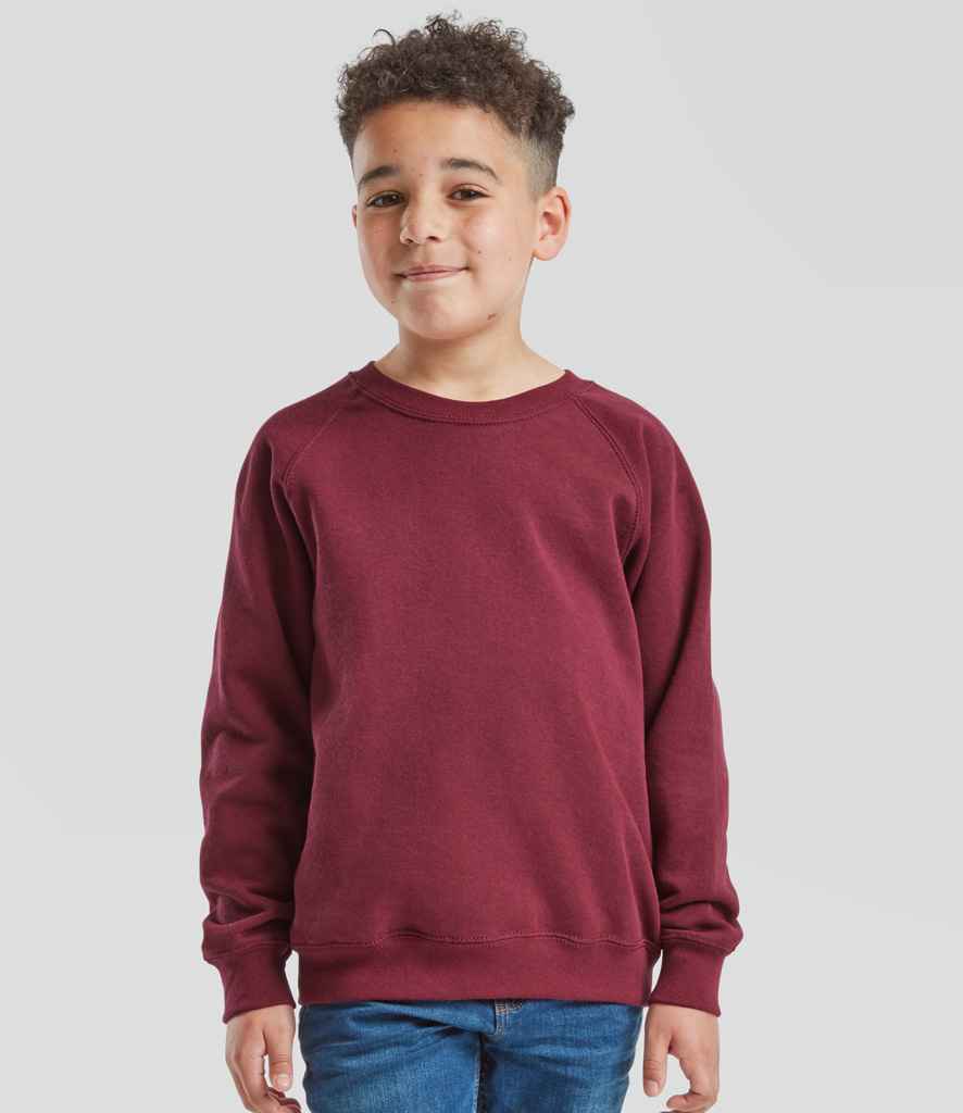 Fruit of the Loom Kids Classic Raglan Sweatshirt | Burgundy - Lancashire Teamwear