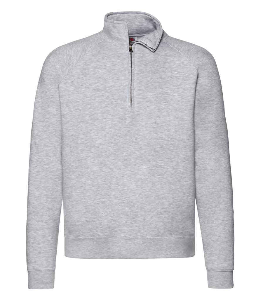 Fruit of the Loom Premium Zip Neck Sweatshirt | Heather Grey - Lancashire Teamwear