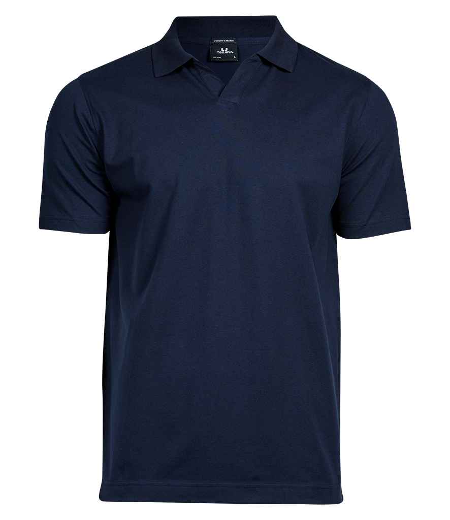 Tee Jays Luxury Stretch V Neck Polo Shirt Navy